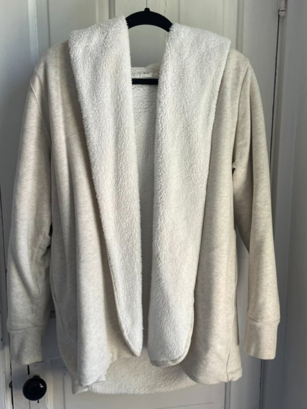 GAP Cozy Sherpa Lined Open Cardigan Hoodie Cream Size Small